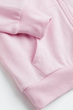 Campera "H&M" - Rosa, larga de algodón rústico, con estampa en la espalda - tienda online