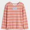 Remera H&M - De morley rayada rosa con "Little Sister"