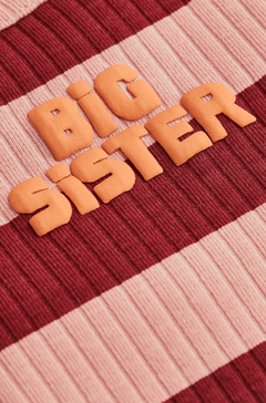 Remera H&M - De morley rayada rosa y bordó con "Big Sister" - comprar online