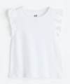 Remera H&M - Blanca lisa con volado en las mangas