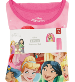 Pijama "Disney". Big Girl - 2 piezas de micropolar rosa con "Princesas" - Lupeluz