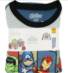 Pijama "Marvel". 2 piezas de micropolar gris y azul con "Avengers" - Lupeluz