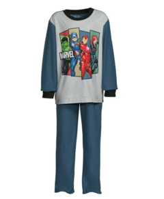 Pijama "Marvel". 2 piezas de micropolar gris y azul con "Avengers"