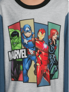 Pijama "Marvel". 2 piezas de micropolar gris y azul con "Avengers" - comprar online