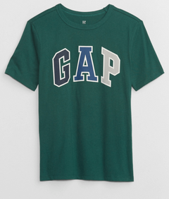 Remera "Gap" - Verde oscuro con logo estampado de colores