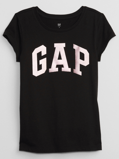 Remera "Gap" - Negra con logo rosa brilloso