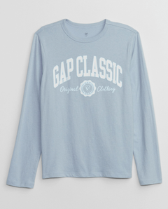 Remera "GAP". Celeste con logo blanco Gap classic (Unisex)