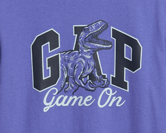 Remera "GAP". Violeta, manga larga, con logo estampado dinosaurio - comprar online