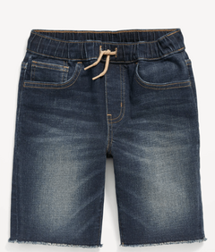 Short "Old Navy" - De jean azul oscuro, cintura elastizada, cordón ajustable beige
