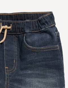 Short "Old Navy" - De jean azul oscuro, cintura elastizada, cordón ajustable beige - comprar online