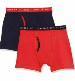 Boxer "Tommy Hilfiger" - Pack x 2 unidades - Rojo liso + azul marino liso