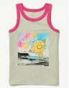 Musculosa "Justice" - Gris con sol Hawaii y vivos en fucsia