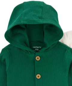 Conjunto "Carter´s" - 3 piezas de algodón verde, sin friza + body manga corta con oso en internet
