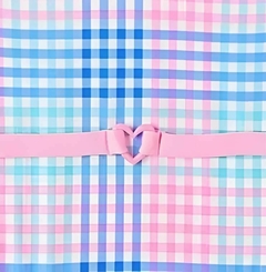 Malla "Pink Platinum" - Little Girl - Enteriza con cuadritos y cinto corazón - comprar online