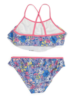 Malla "Kensie Girl" - Bikini fucsia y azul con flores y volado en internet