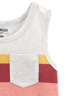 Musculosa "Osh Kosh" - Gris con rayas rojas y bolsillos - comprar online