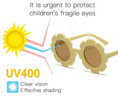 Anteojos de sol "Ocean" - 400% UV - Flor fucsia con lentes negros (ver descripción) - tienda online