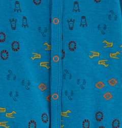 Osito "Carter´s", algodón, con botones azul con caritas de animales - Lupeluz