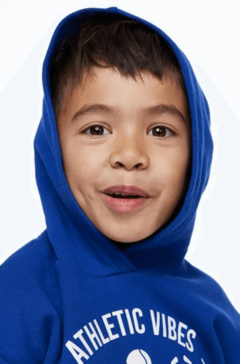 Buzo "H&M". Little Boy - Con capucha azul francia con estampa de tenis - Lupeluz