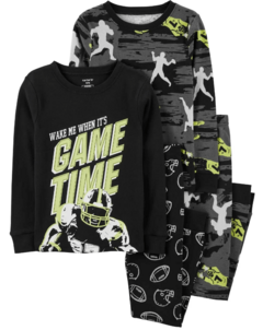 Pijama "Carter´s". 2 piezas negro con cascos y gris con jugadores de futbol americano (Se venden por separado)