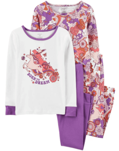 Pijama "Carter´s". 2 piezas blanco y violeta con unicornios (Se venden por separado)