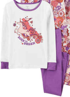 Pijama "Carter´s". 2 piezas blanco y violeta con unicornios (Se venden por separado) - comprar online