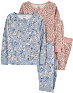 Pijama "Carter´s". 2 piezas rosa con flores y celeste con mariposas (Se venden por separado)