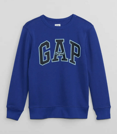 Buzo "Gap". Cuello redondo azul francia con logo estampado