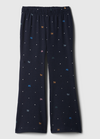 Pantalón "Gap", de algodón sin frisa, oxford, azul marino con pintitas y moños de colores