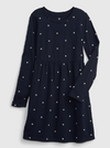 Vestido "Gap" - Manga larga, algodón azul con estrellitas - comprar online