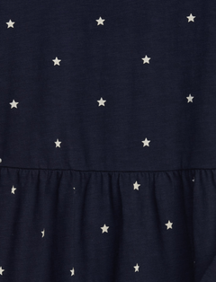 Vestido "Gap" - Manga larga, algodón azul con estrellitas - tienda online