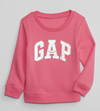 Buzo "Gap". Cuello redondo rosa con logo plateado