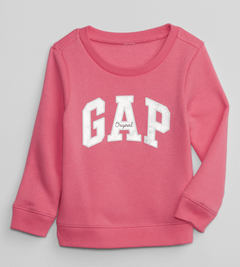 Buzo "Gap". Cuello redondo rosa con logo plateado