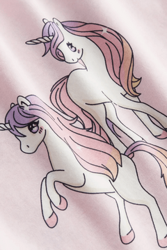 Remera H&M - Cruda, manga larga, rosa con unicornios grandes - comprar online