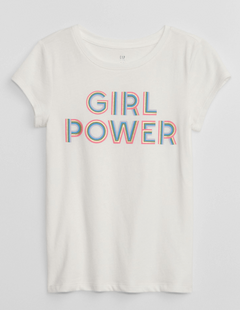 Remera "GAP". Blanca con "Girl Power", multicolor