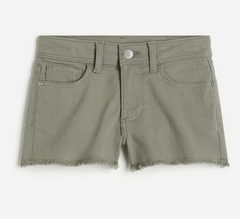 Short "H&M" - De jean verde oscuro, liso elastizado