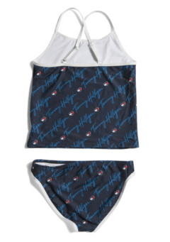 Malla "Tommy Hilfiger" - Tankini azul con logos - comprar online