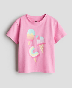 Remera "H&M" - Big Girl - Rosa con helados