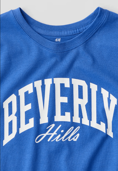 Remera H&M - Azul con "Beverly Hills" - comprar online