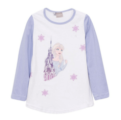 Pijama "Disney" - Frozen - Elsa, remera lila y blanca con pantalón lila - comprar online