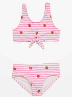 Malla "Old Navy" - Bikini rayada rosa con frutillas