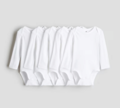 Bodies "H&M" - Pack x 5 unid.manga larga blanco liso