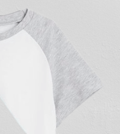 Remera "H&M" - Blanca y gris melange, corte wrangler - comprar online