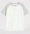 Remera "H&M" - Blanca y gris melange, corte wrangler