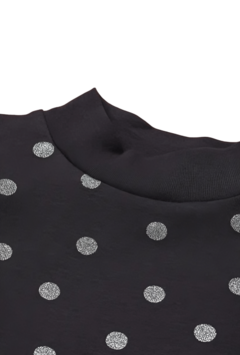 Remera H&M - Polera de algodón gris oscuro con lunares plateados - comprar online