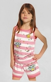 Pijama "Wolmeli" - Musculosa + short rayado rosa y blanco
