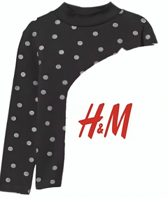 Remera H&M - Polera de algodón gris oscuro con lunares plateados