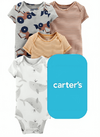 Body "Carter´s" - Pack x 4, manga corta, 2 rayados + gris tractores +blanco ballenas