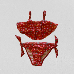 Bikini "Marcela Koury" - Big Girl - Bikini roja con flores de colores - comprar online