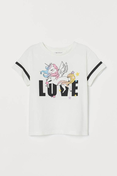 Remera H&M - Little Girl - Blanca con unicornio
